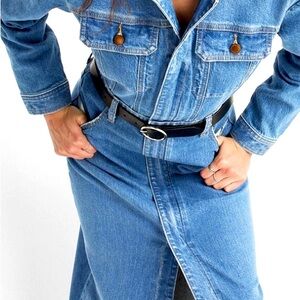 EUC Long Sleeve Denim Maxi Shirt dress Medium Wash Sz 4